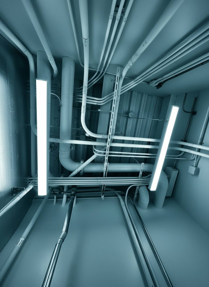 Vallarta HQ Valencia — precision conduit runs and LED lighting infrastructure
